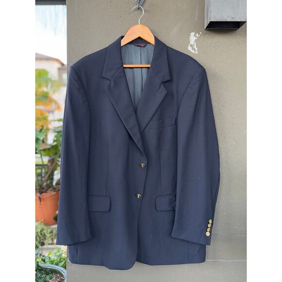 Etienne Aigner Men’s 44R 100% Pure Wool Suit Jacket Sport Coat Blazer Navy Blue